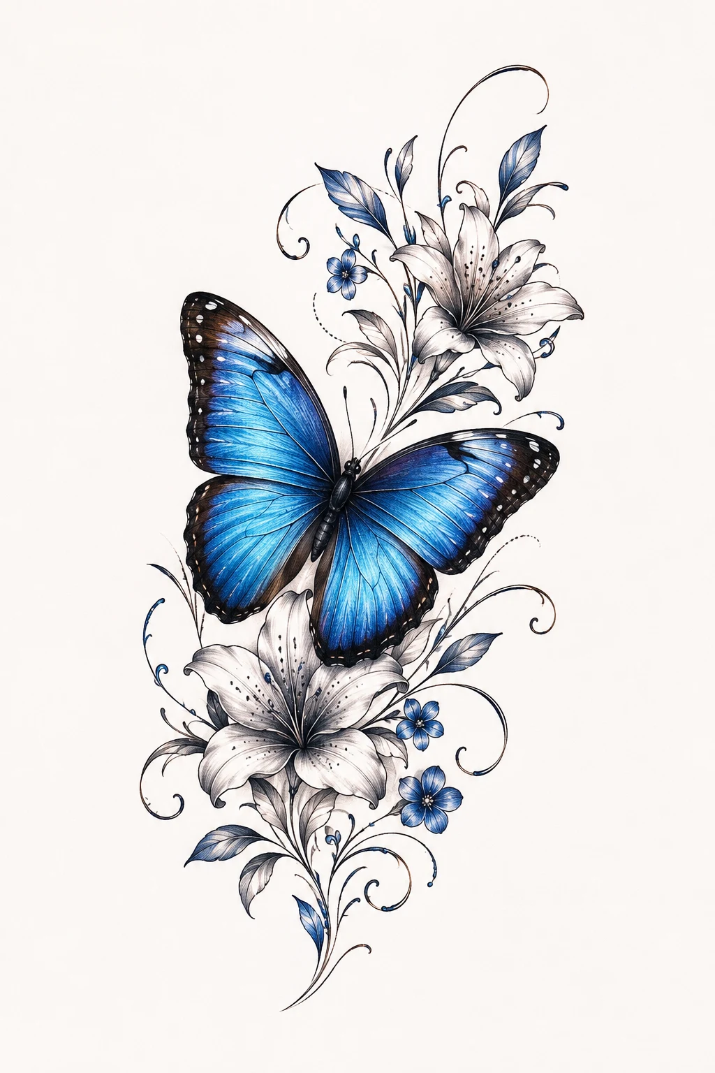 Blue Morpho Beauty — butterfly hand tattoo for women style outfit