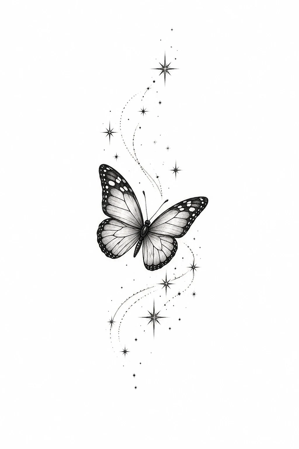Butterfly With Tiny Stars — butterfly hand tattoo for women style outfit