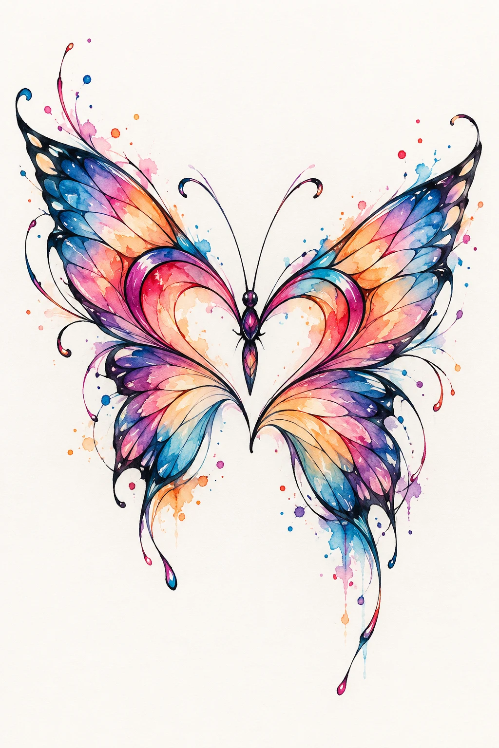 Colorful Watercolor Heart Butterfly — butterfly heart tattoo style outfit