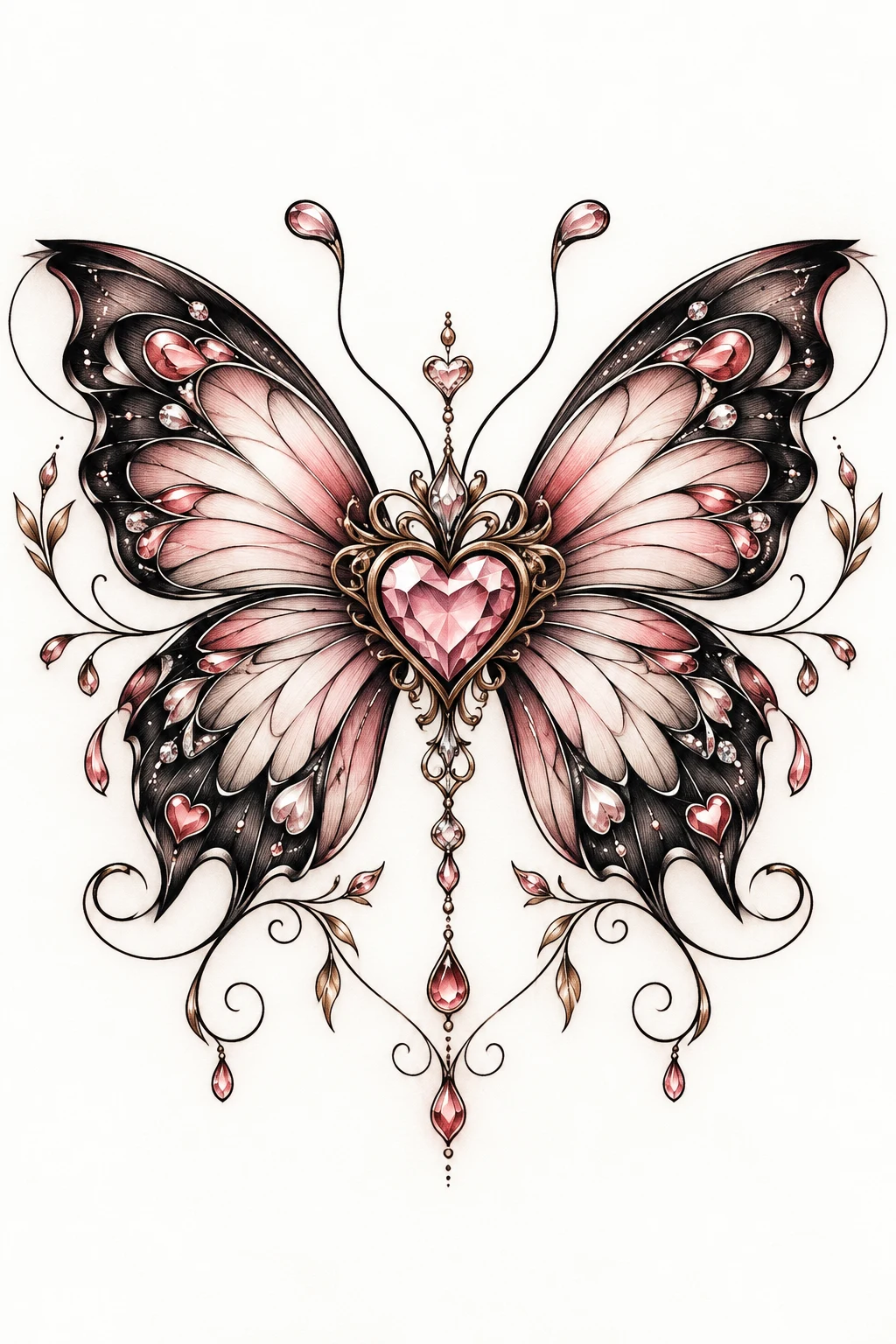 Butterfly Tattoo Heart Wings — butterfly heart tattoo style outfit