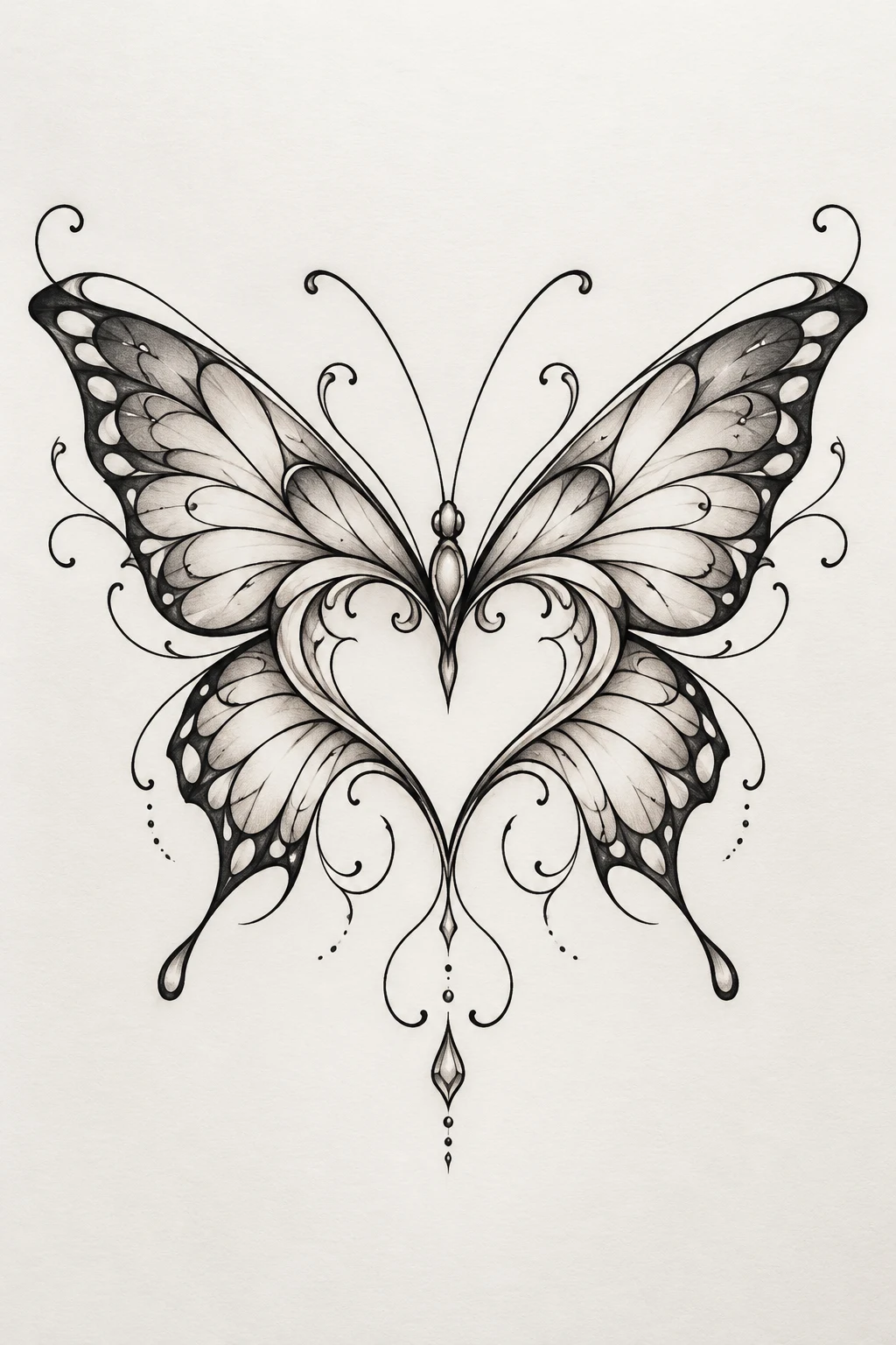 Butterfly Heart Tattoo Stencil Style — butterfly heart tattoo style outfit