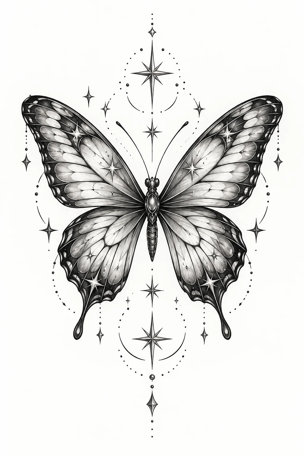 Butterfly With Stars and Sparkles — butterfly knee tattoo style outfit