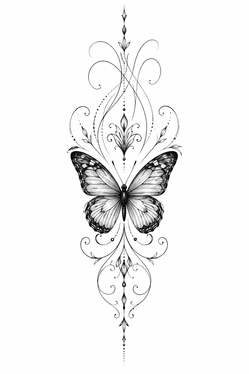 Butterfly Below the Knee With Decorative Trails — butterfly knee tattoo style outfit