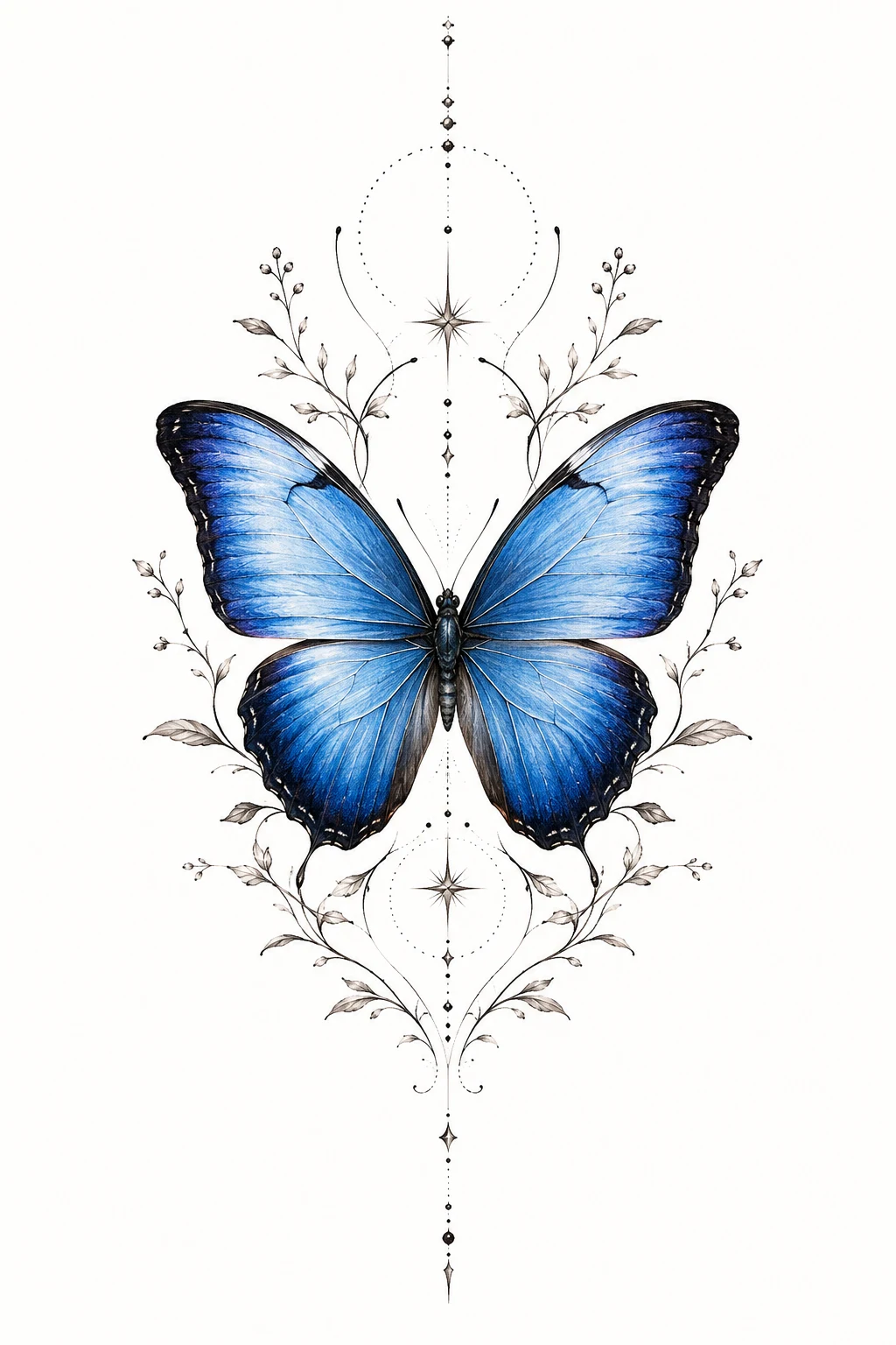 Blue Morpho Butterfly — butterfly knee tattoo style outfit