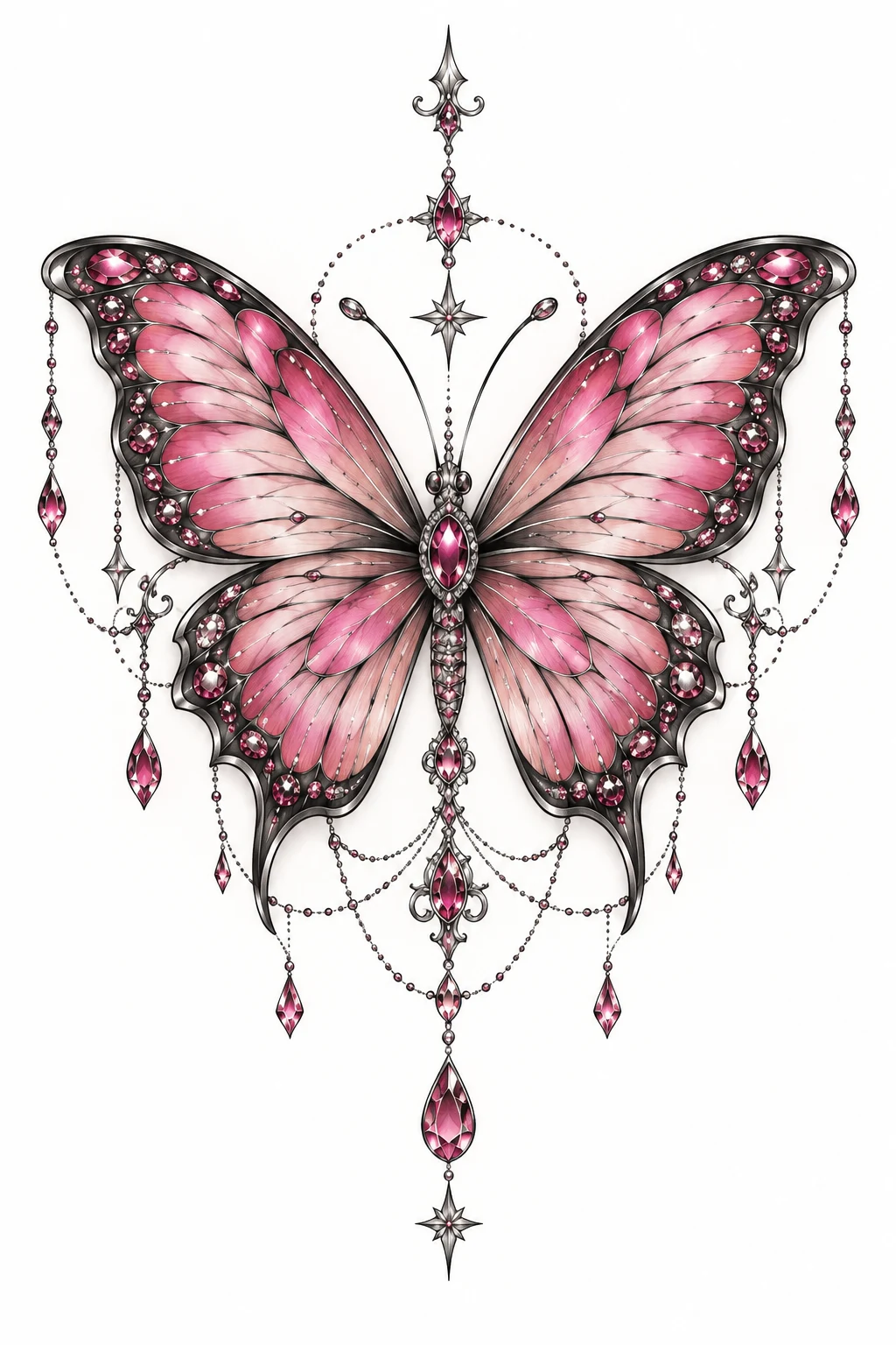 Butterfly Knee Cap Tattoo With Jewel Details — butterfly knee tattoo style outfit