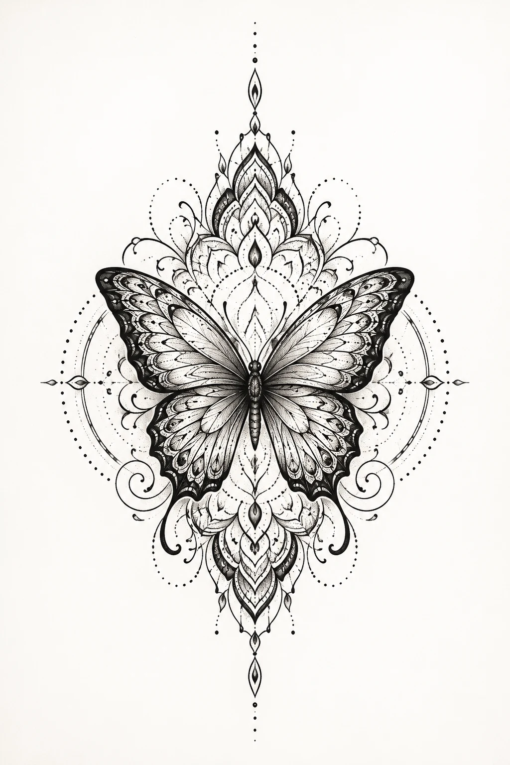 Ornamental Butterfly Mandala — butterfly knee tattoo style outfit