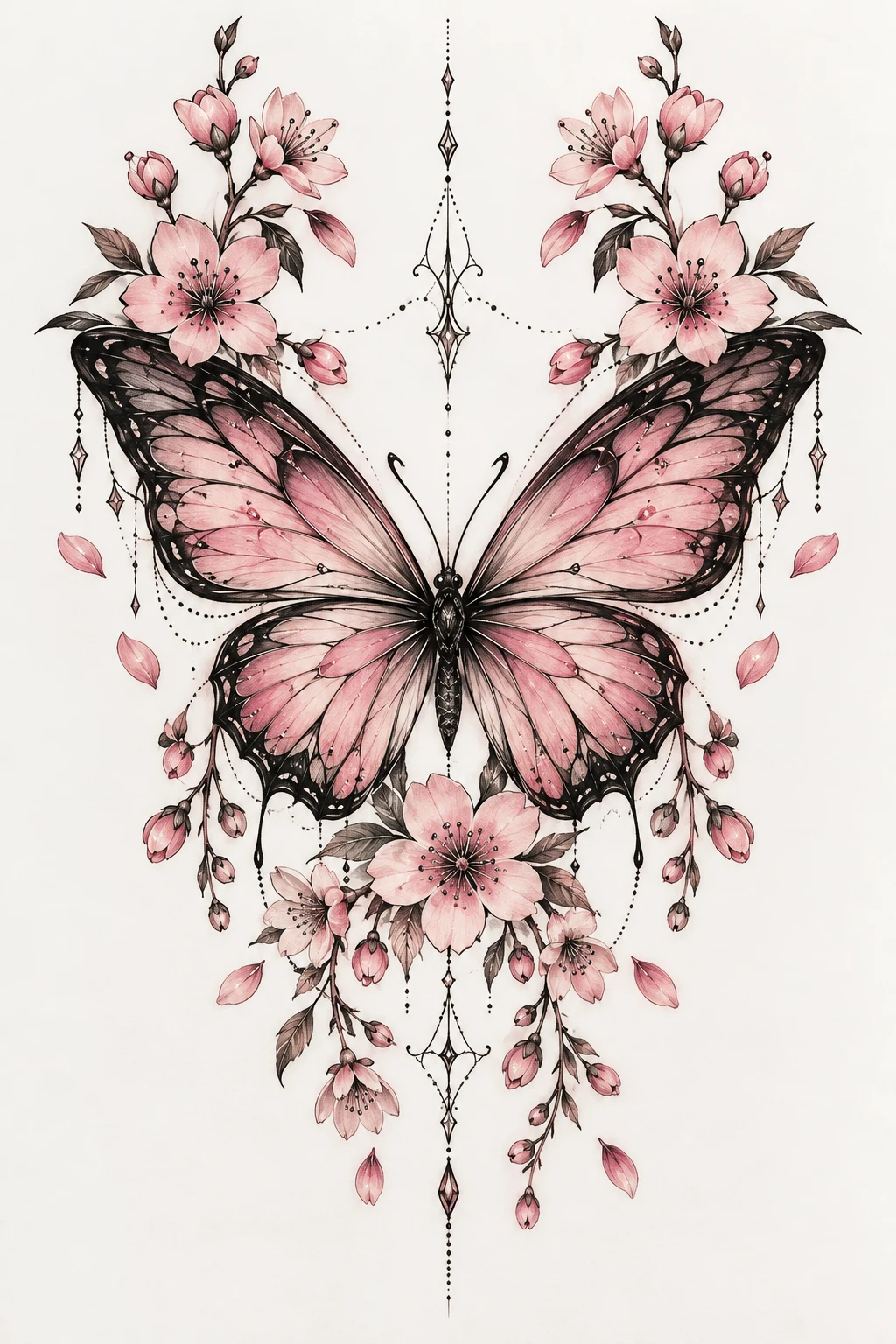 Butterfly With Cherry Blossoms — butterfly knee tattoo style outfit