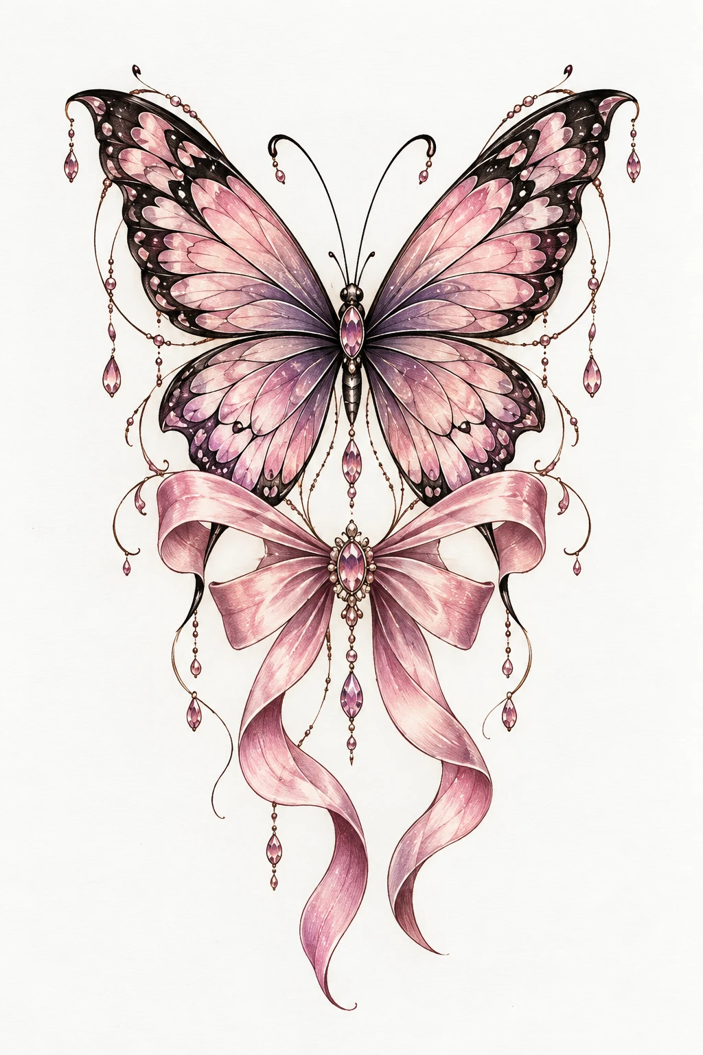 Butterfly and Bow Combination — butterfly leg tattoo thighs style outfit