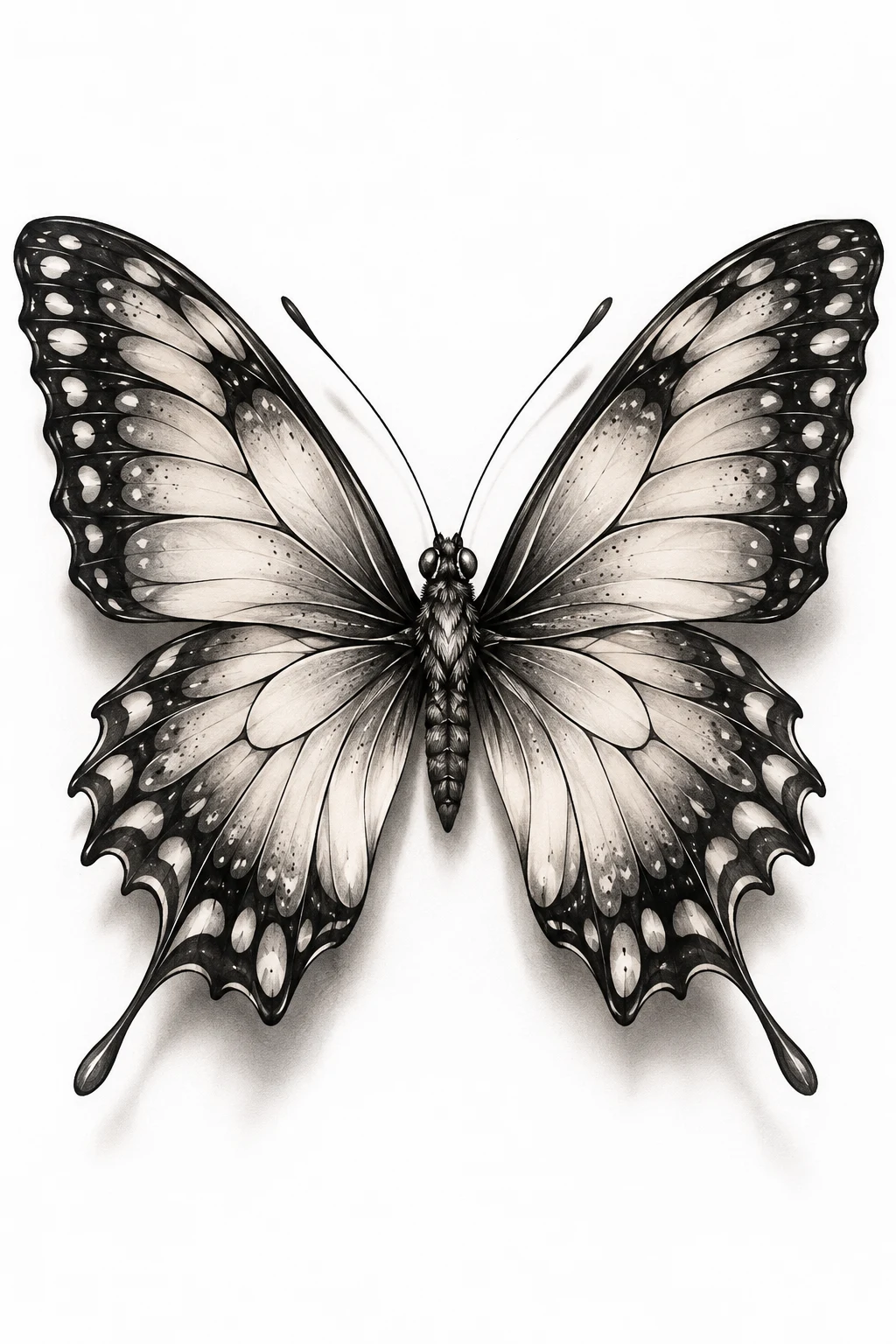 Realistic Butterfly With Shadowing — butterfly leg tattoo thighs style outfit