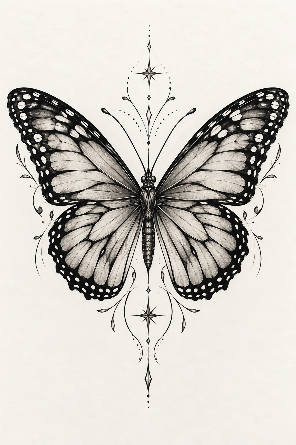 Black and Gray Monarch Butterfly — butterfly leg tattoo thighs style outfit