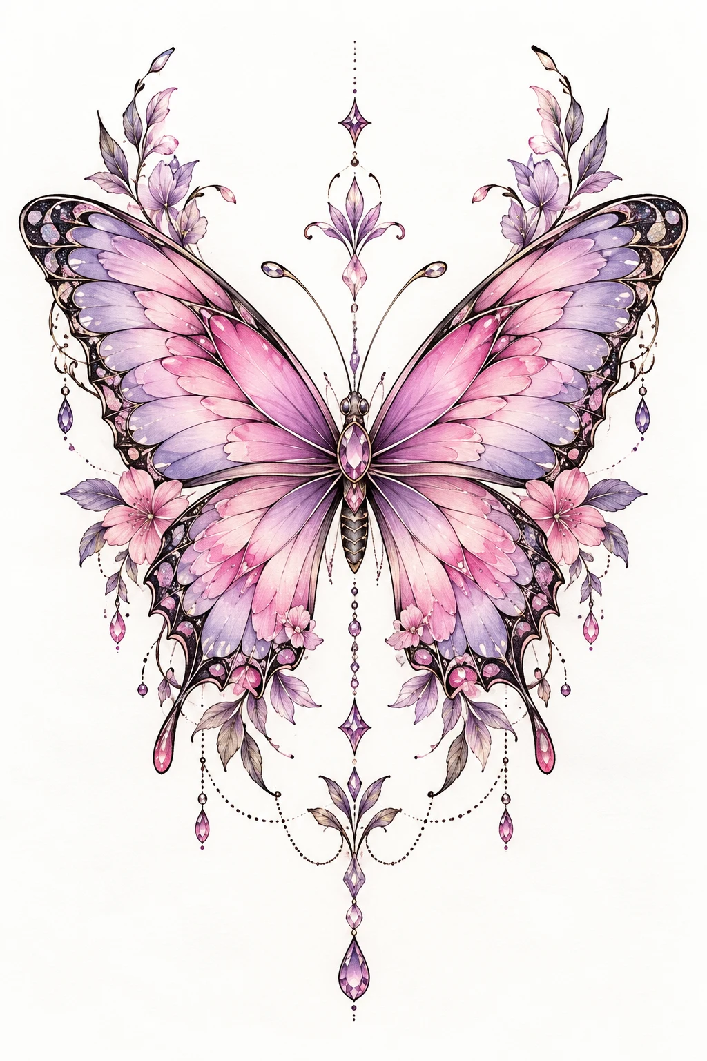 Colorful Pink and Lavender Butterfly — butterfly leg tattoo thighs style outfit