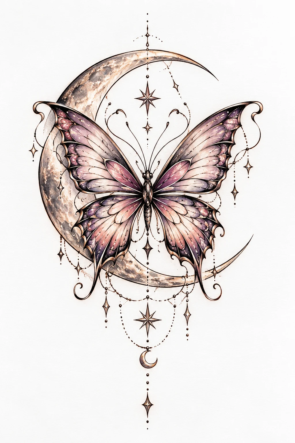Crescent Moon Butterfly — butterfly leg tattoo thighs style outfit