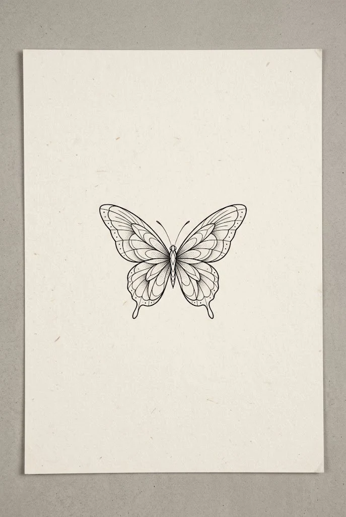 Fine Line Finger Butterfly Accent — butterfly line tattoo style outfit