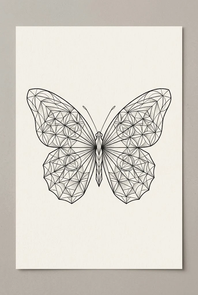 Geometric Symmetry Wing Design — butterfly line tattoo style outfit