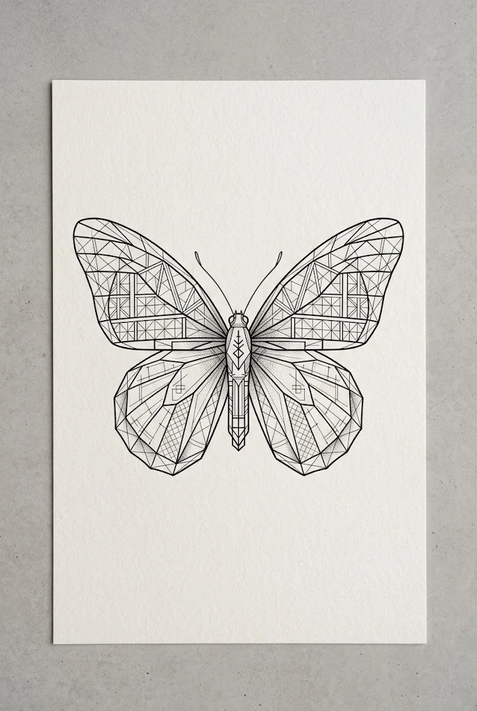 Architectural Butterfly Tattoo Line Work — butterfly line tattoo style outfit