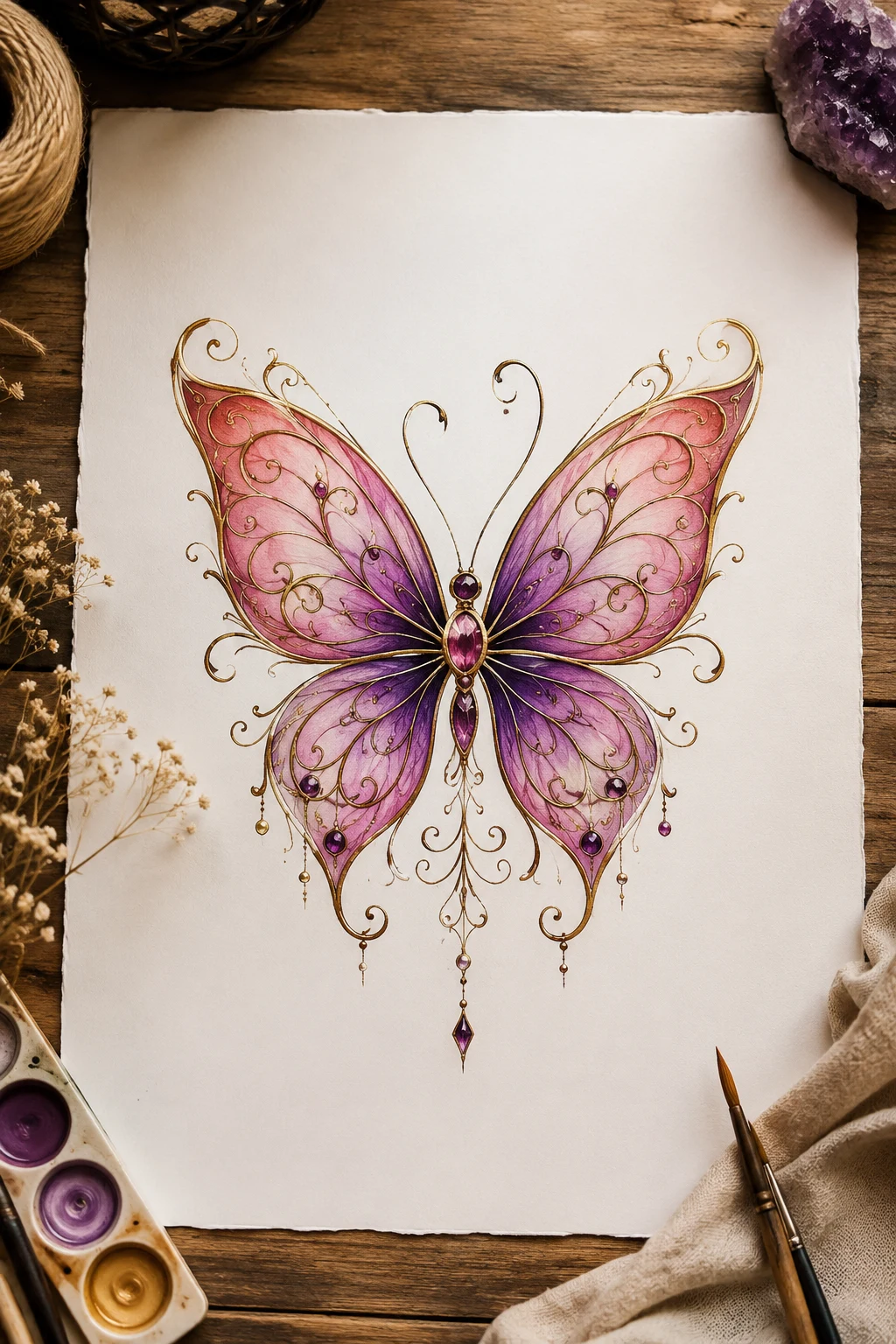 Ornamental Butterfly With Gold Details — butterfly lower back tattoo style outfit