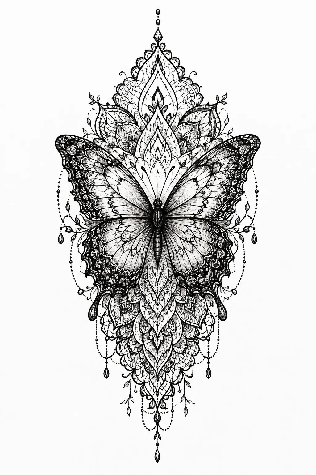 Lace-Inspired Butterfly Mandala Tattoo — butterfly mandala tattoo style outfit