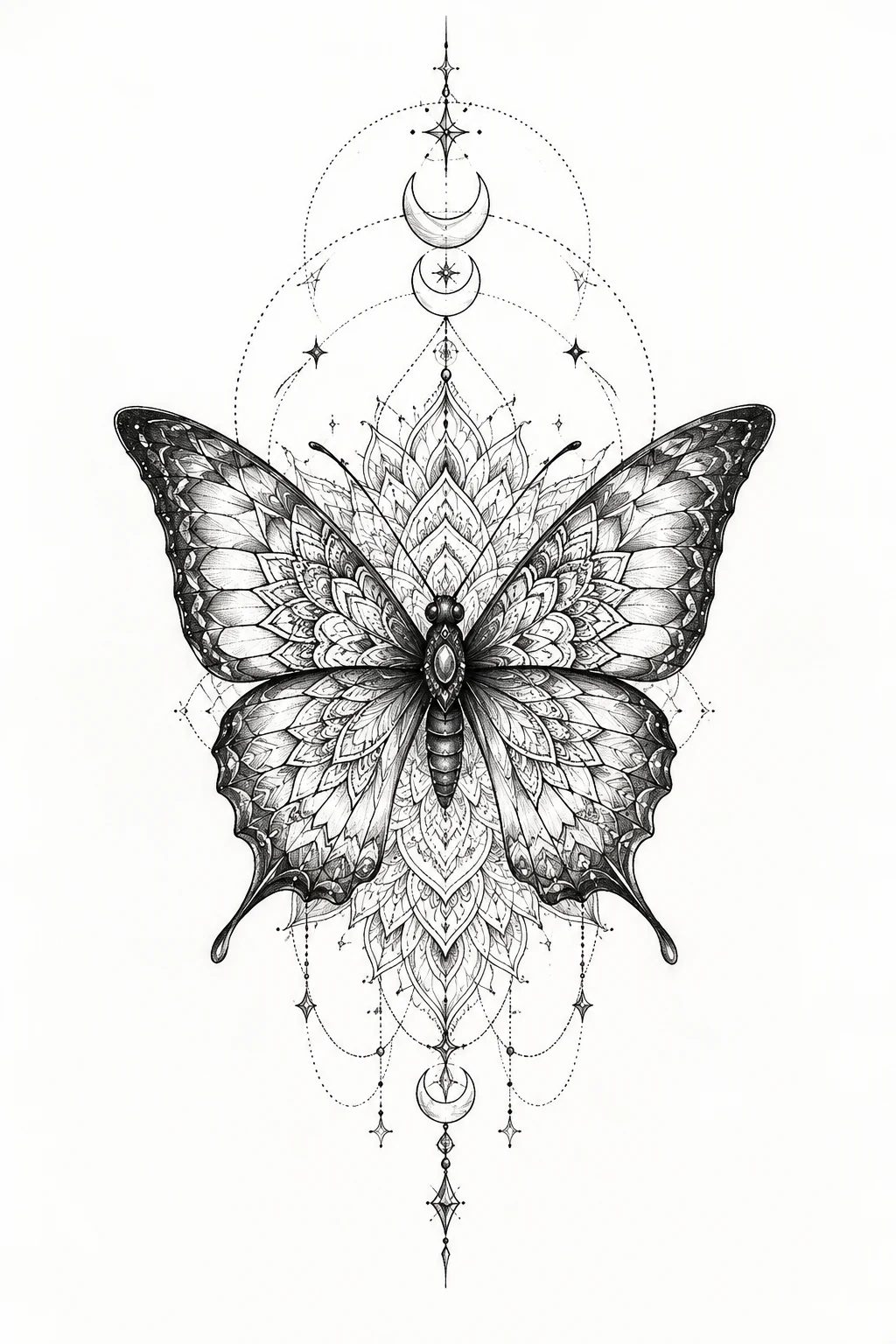 Personalized Symbolic Butterfly Mandala Tattoo — butterfly mandala tattoo style outfit