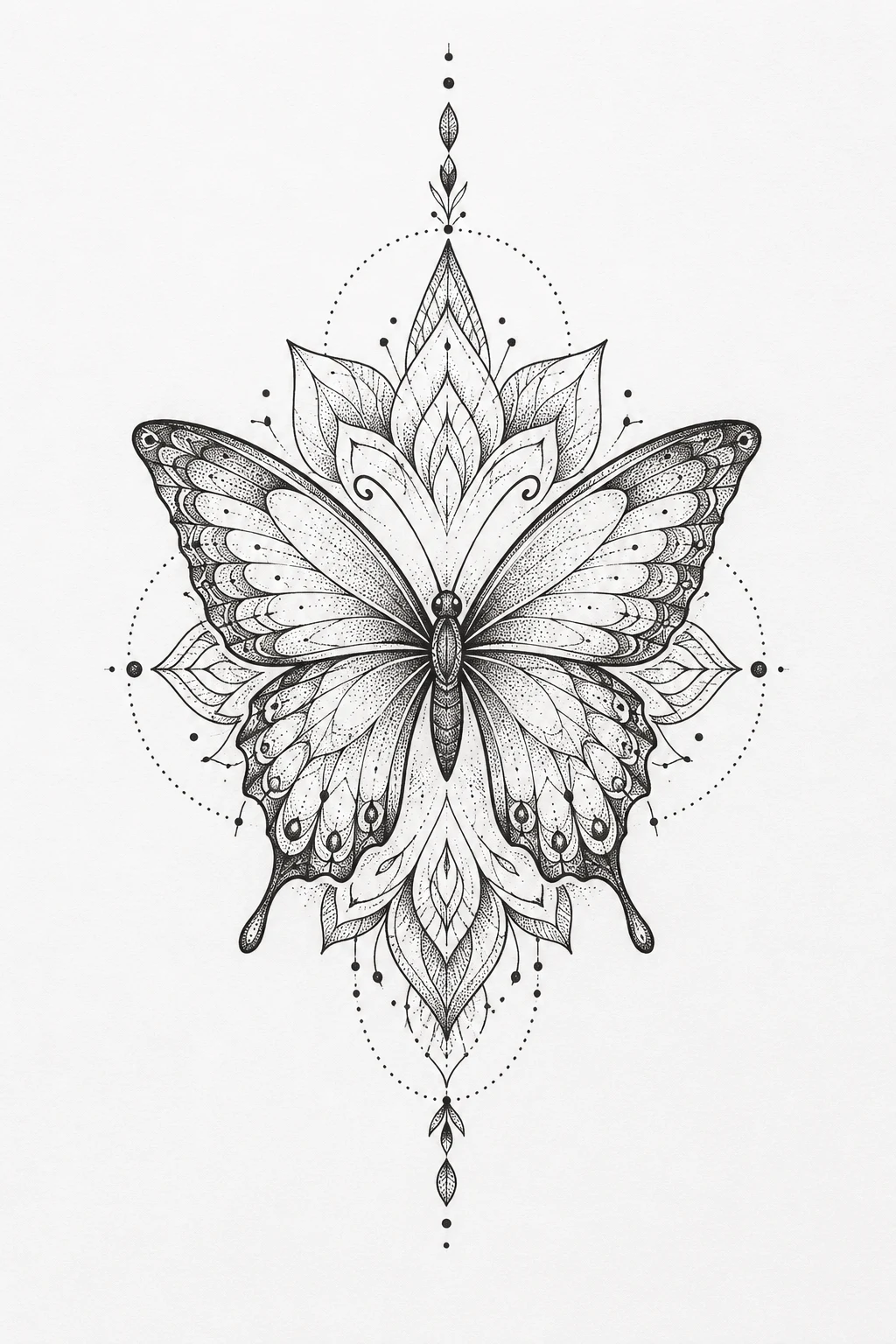 Dotwork Mandala Butterfly — butterfly mandala tattoo style outfit