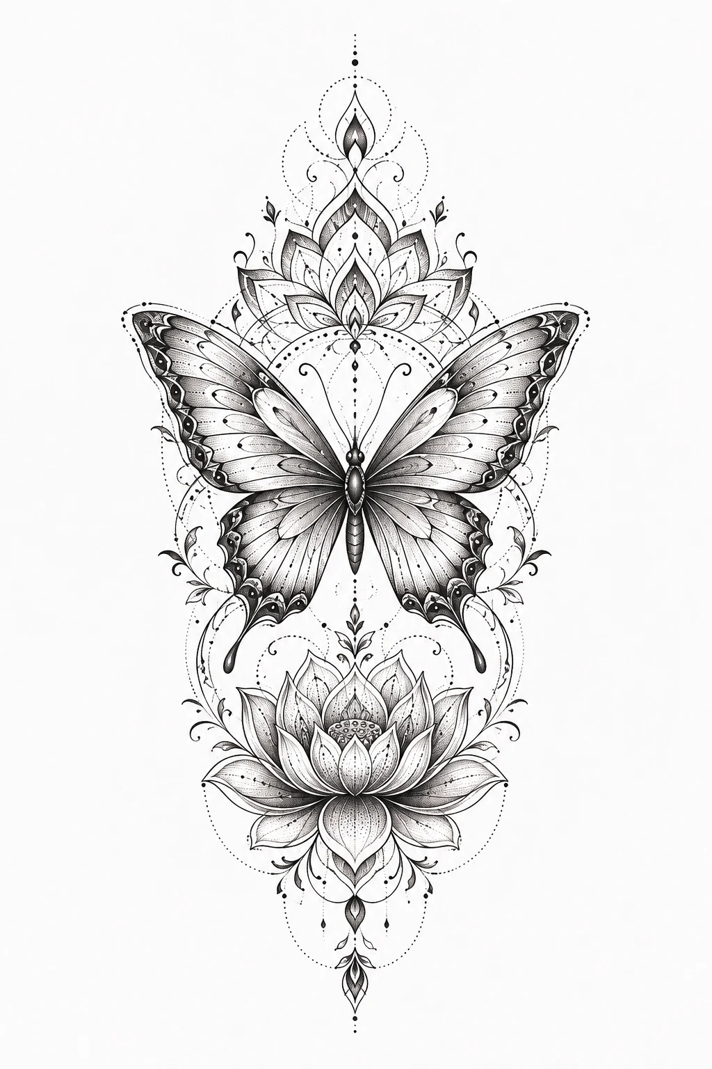 Lotus and Butterfly Mandala — butterfly mandala tattoo style outfit