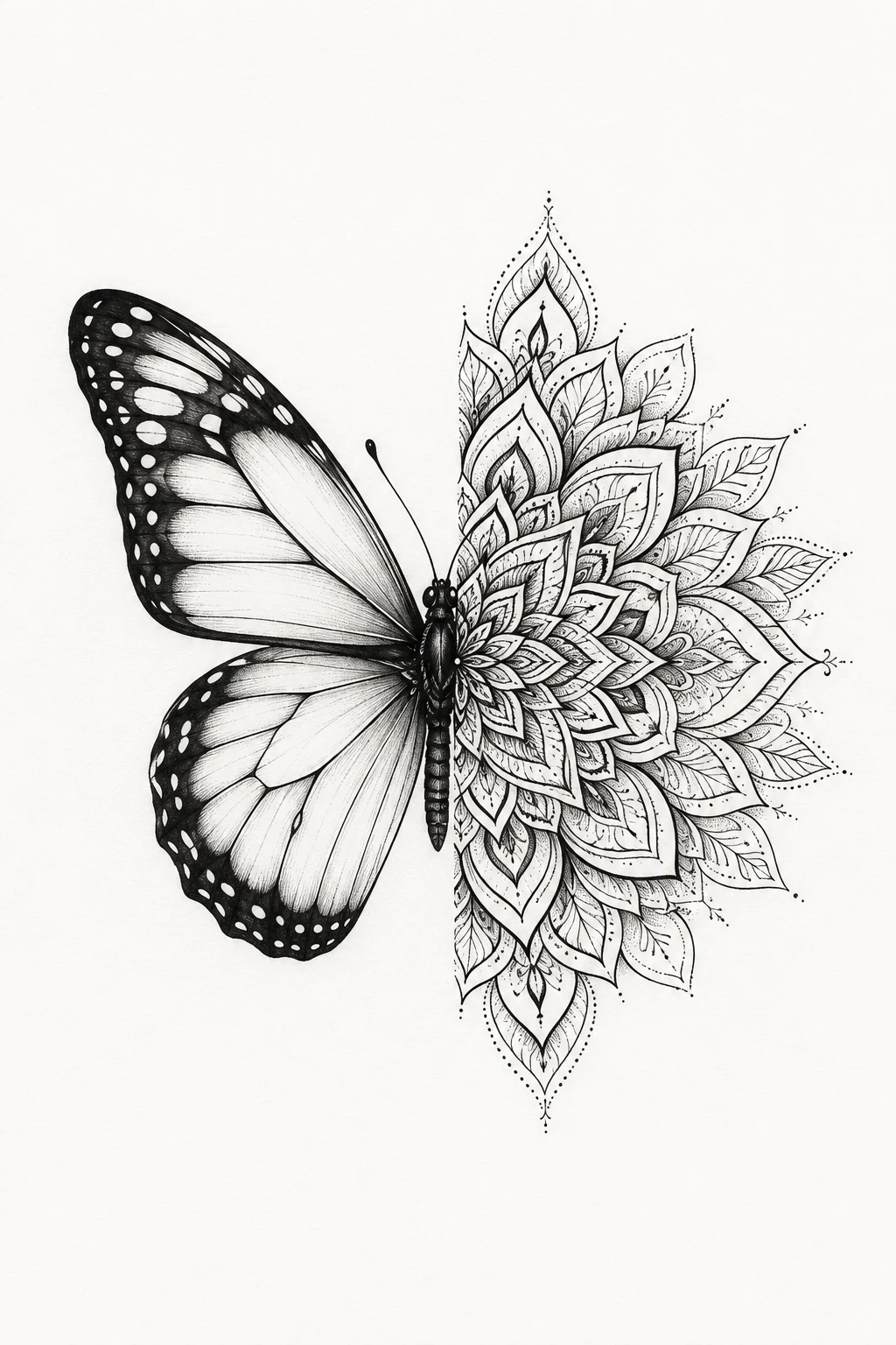 Half Butterfly, Half Mandala — butterfly mandala tattoo style outfit