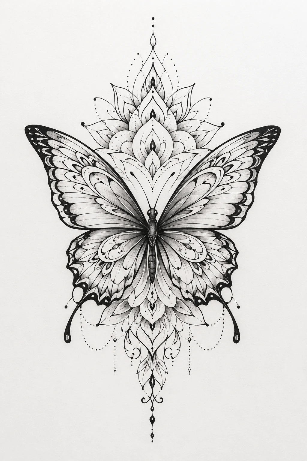 Minimal Butterfly Mandala Tattoo — butterfly mandala tattoo style outfit