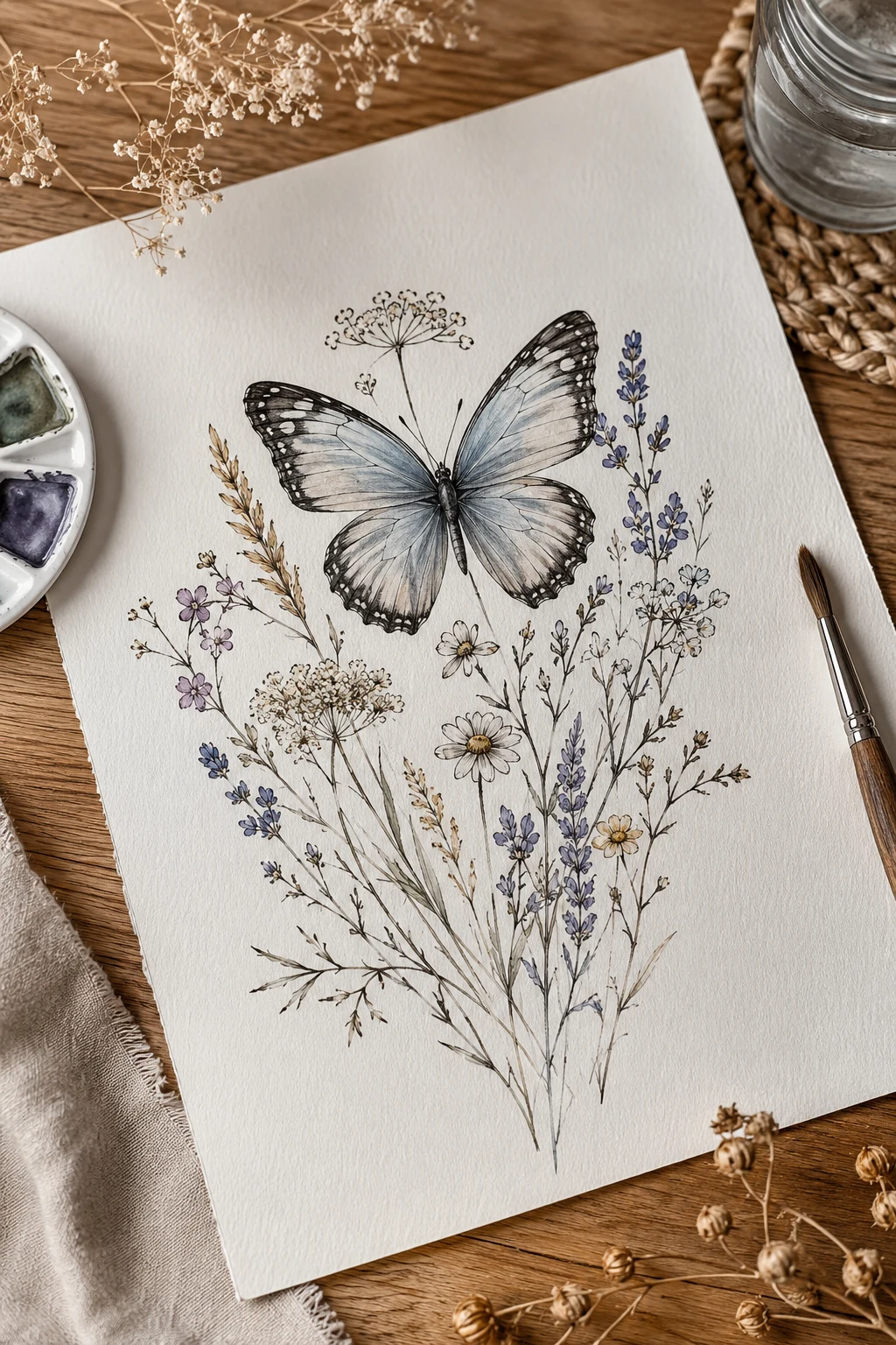 Wildflower Butterfly Memorial — butterfly memorial tattoo ideas style outfit