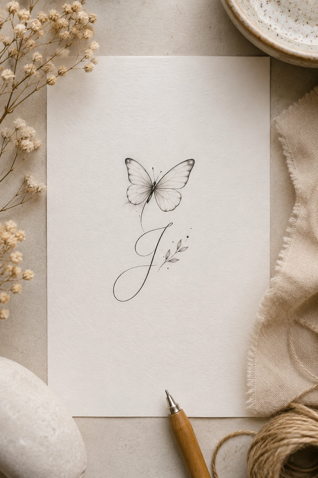 Minimal Butterfly and Initial — butterfly memorial tattoo ideas style outfit