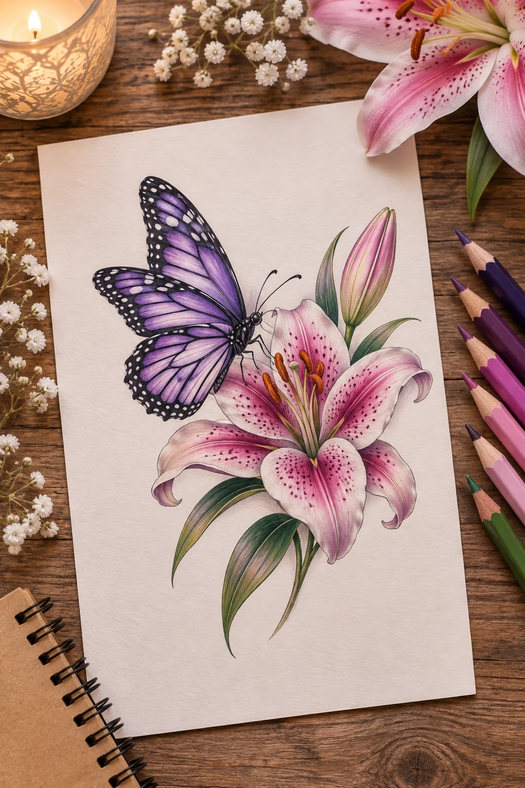 Butterfly With a Favorite Flower — butterfly memorial tattoo ideas style outfit