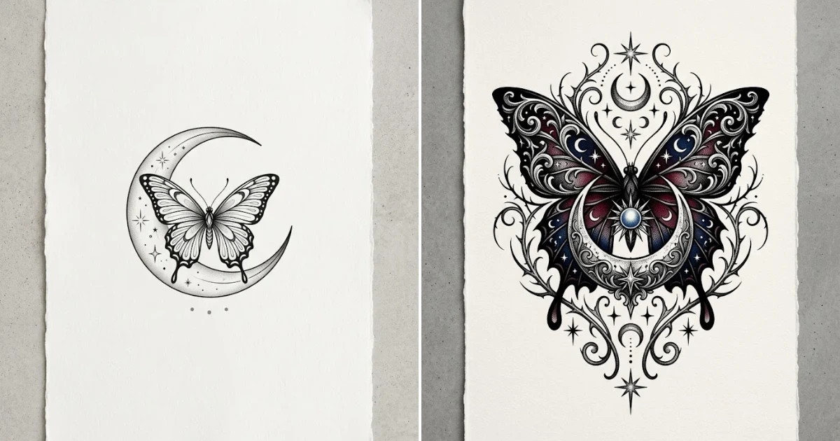 Butterfly moon tattoo: 12 Beautiful Tattoo Ideas butterfly moon tattoo