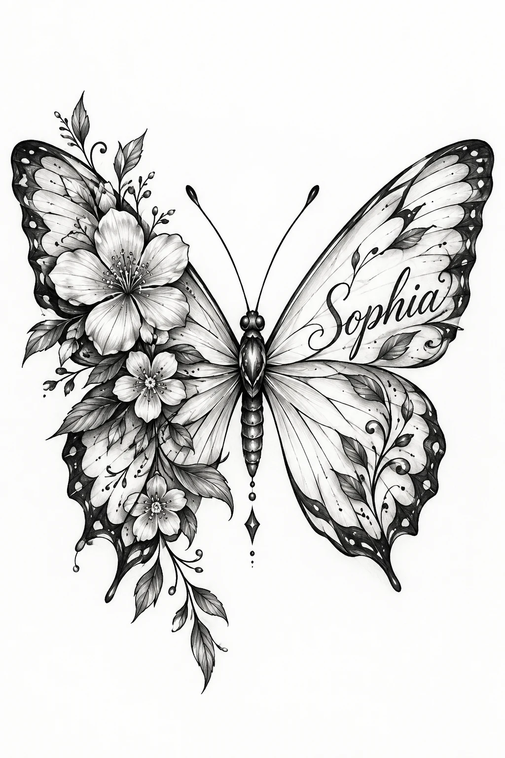 Floral Butterfly With a Name — butterfly name tattoo style outfit
