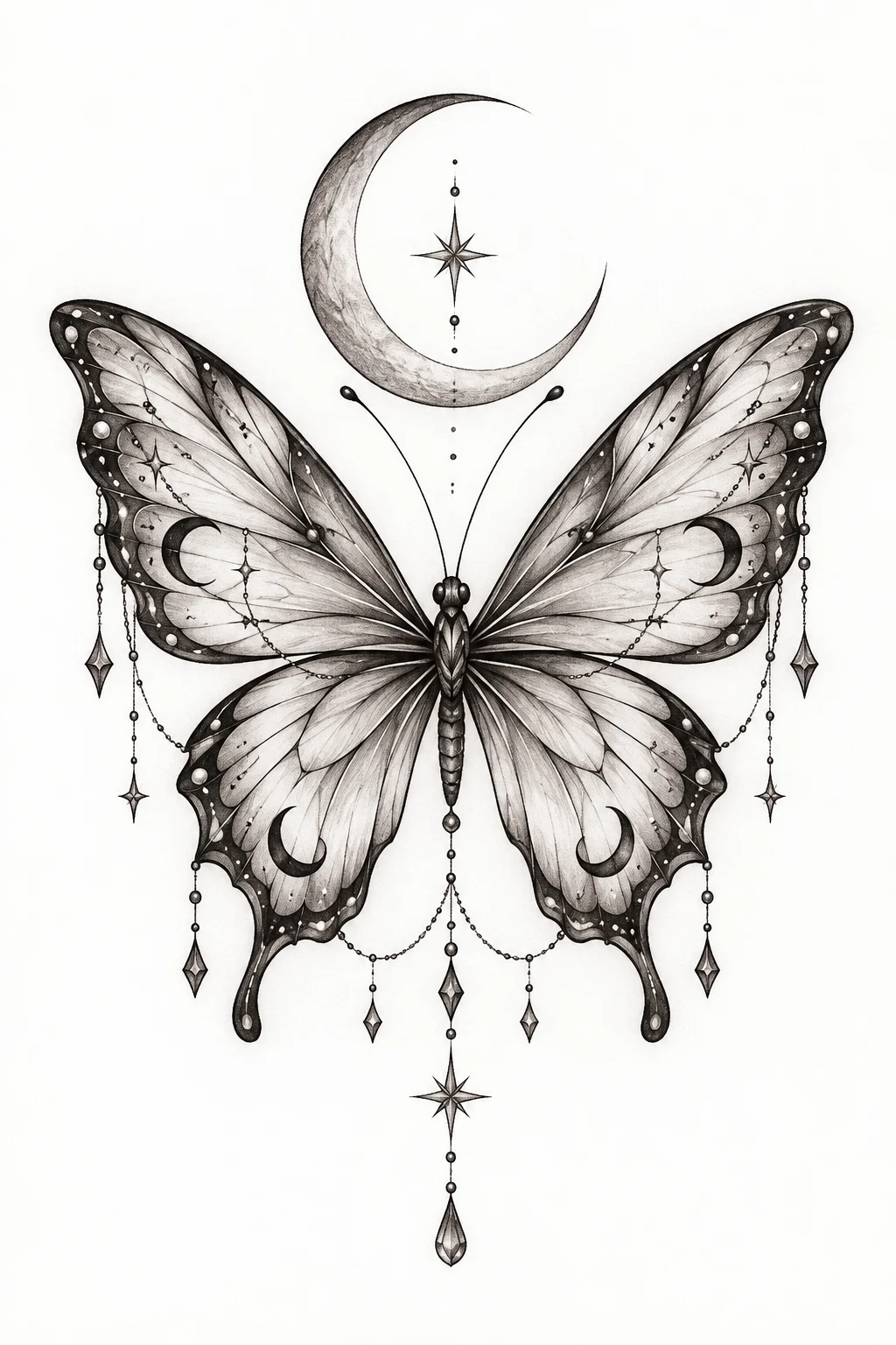Crescent Moon Butterfly Name — butterfly name tattoo style outfit