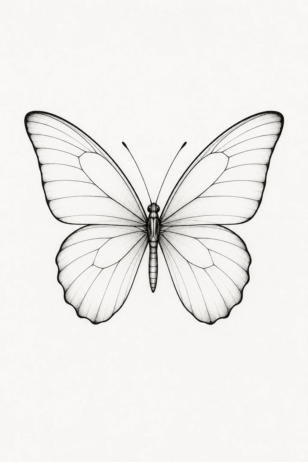 Classic Fine-Line Butterfly Outline — butterfly outline tattoo style outfit