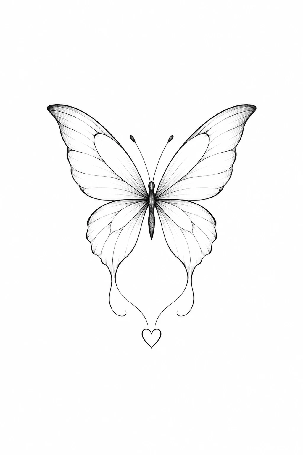 Butterfly With a Tiny Heart — butterfly outline tattoo style outfit