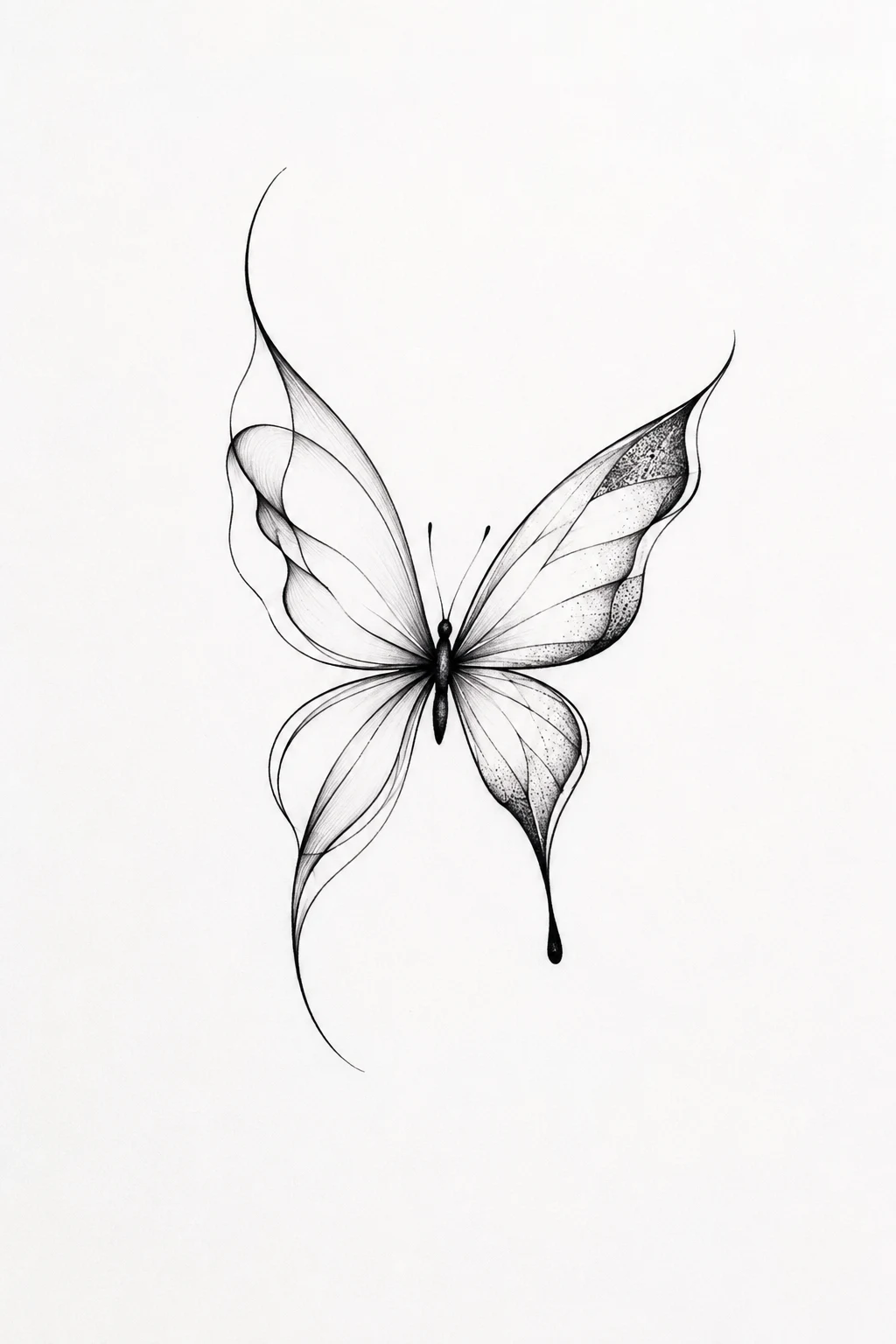 Abstract Asymmetrical Butterfly — butterfly outline tattoo style outfit