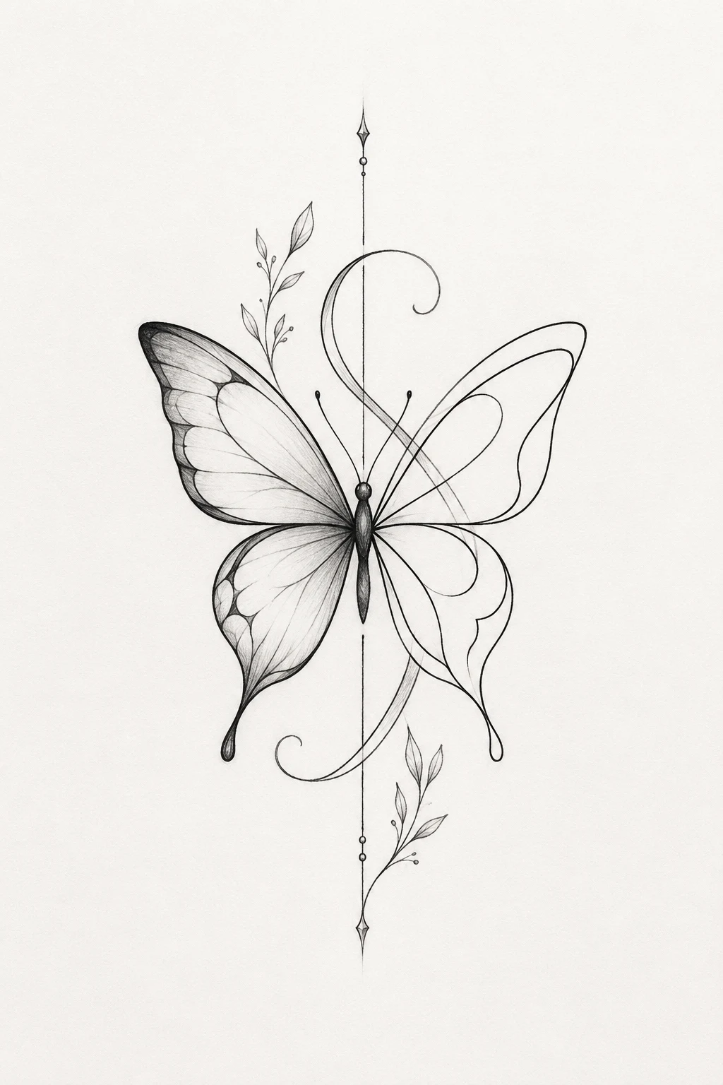 Butterfly Outline With Initials — butterfly outline tattoo style outfit