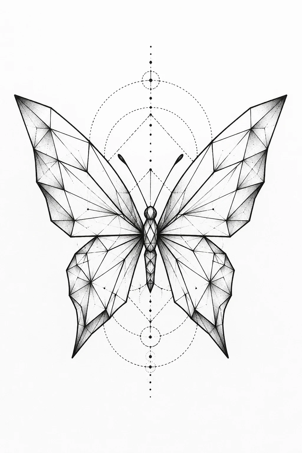 Butterfly Outline Tattoo for Men With Geometric Wings — butterfly outline tattoo style outfit