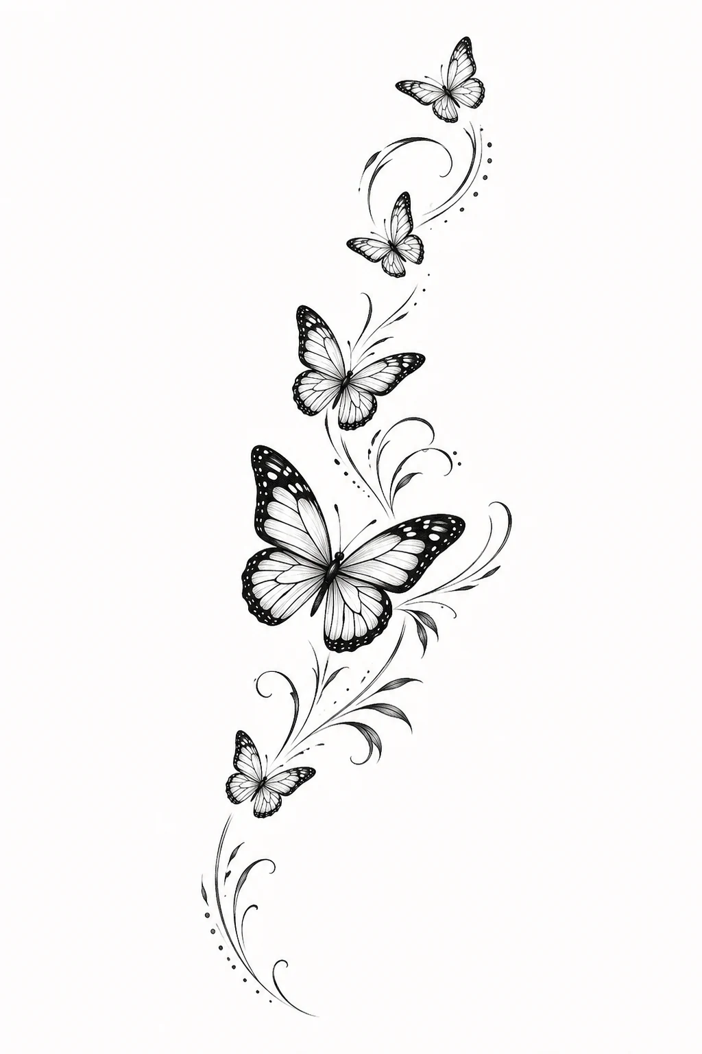 Butterfly Trail Design — butterfly outline tattoo style outfit