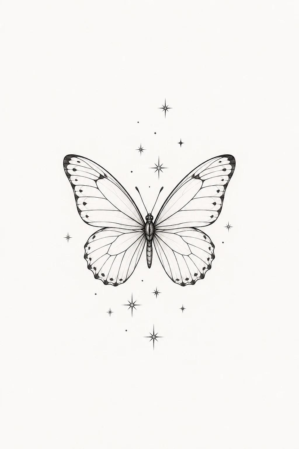 Butterfly Outline With Tiny Stars — butterfly outline tattoo style outfit