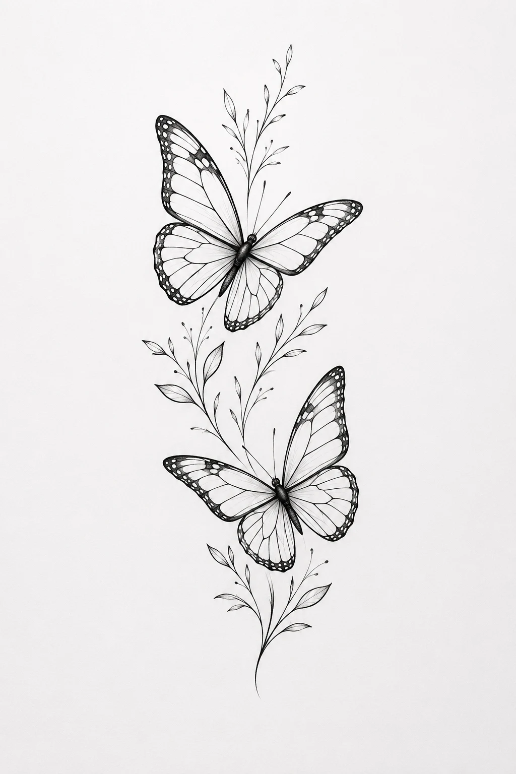 Double Butterfly Outline — butterfly outline tattoo style outfit