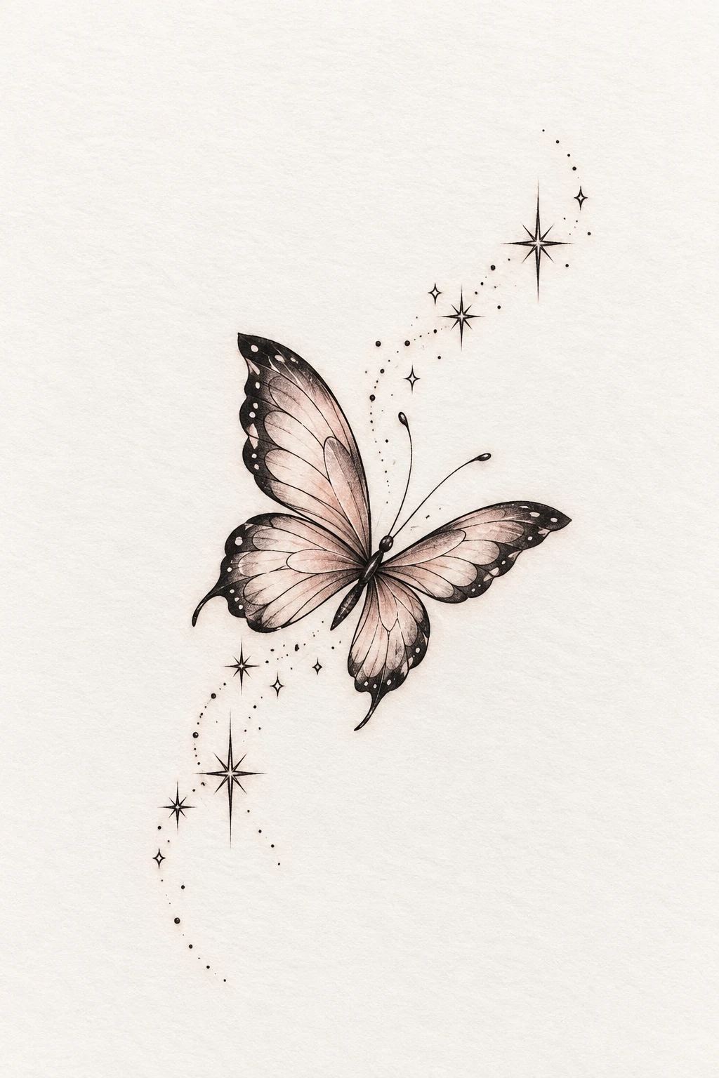 Butterfly Small Tattoo With a Tiny Star Trail — butterfly small tattoo style outfit