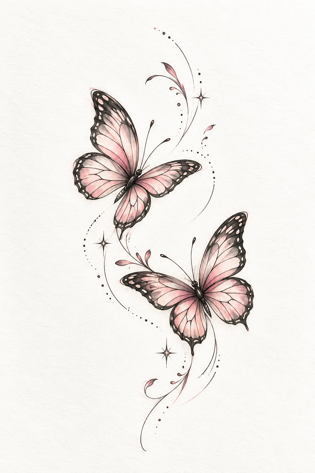 Double Butterfly Mini Tattoo — butterfly small tattoo style outfit