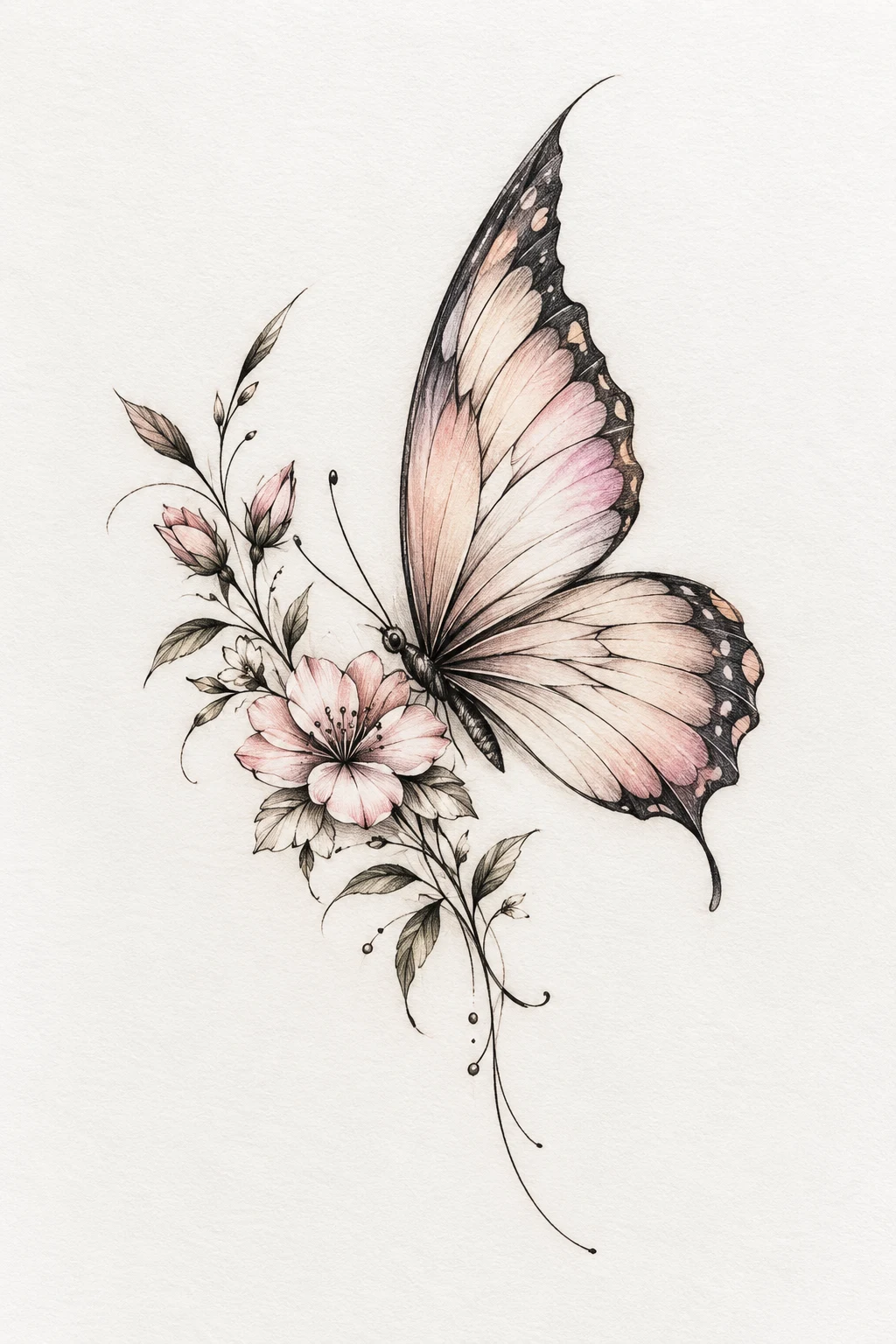Butterfly With Tiny Birth Flower — butterfly small tattoo style outfit