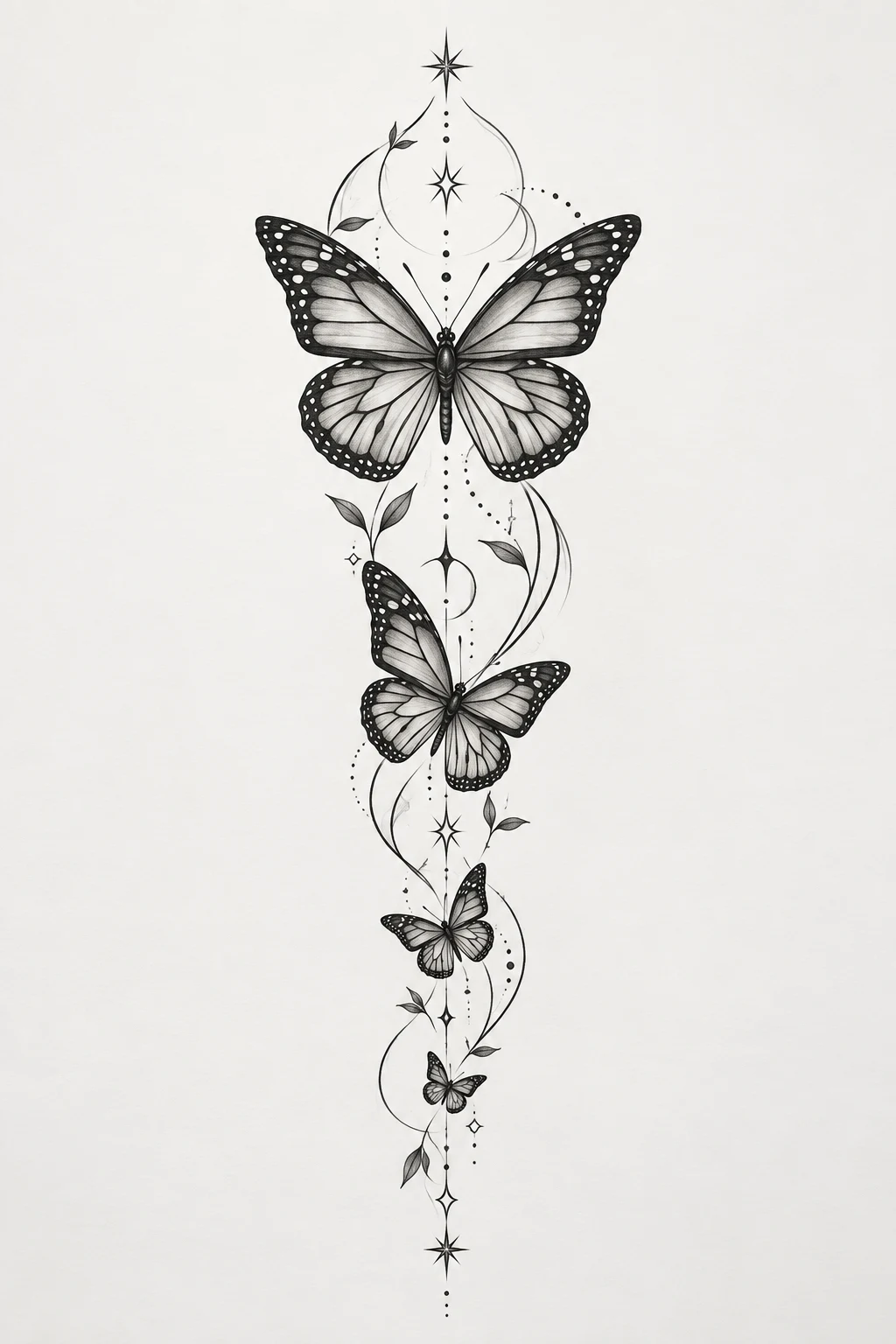 Black-and-Gray Monarch Trail — Butterfly Spine Tattoos style outfit