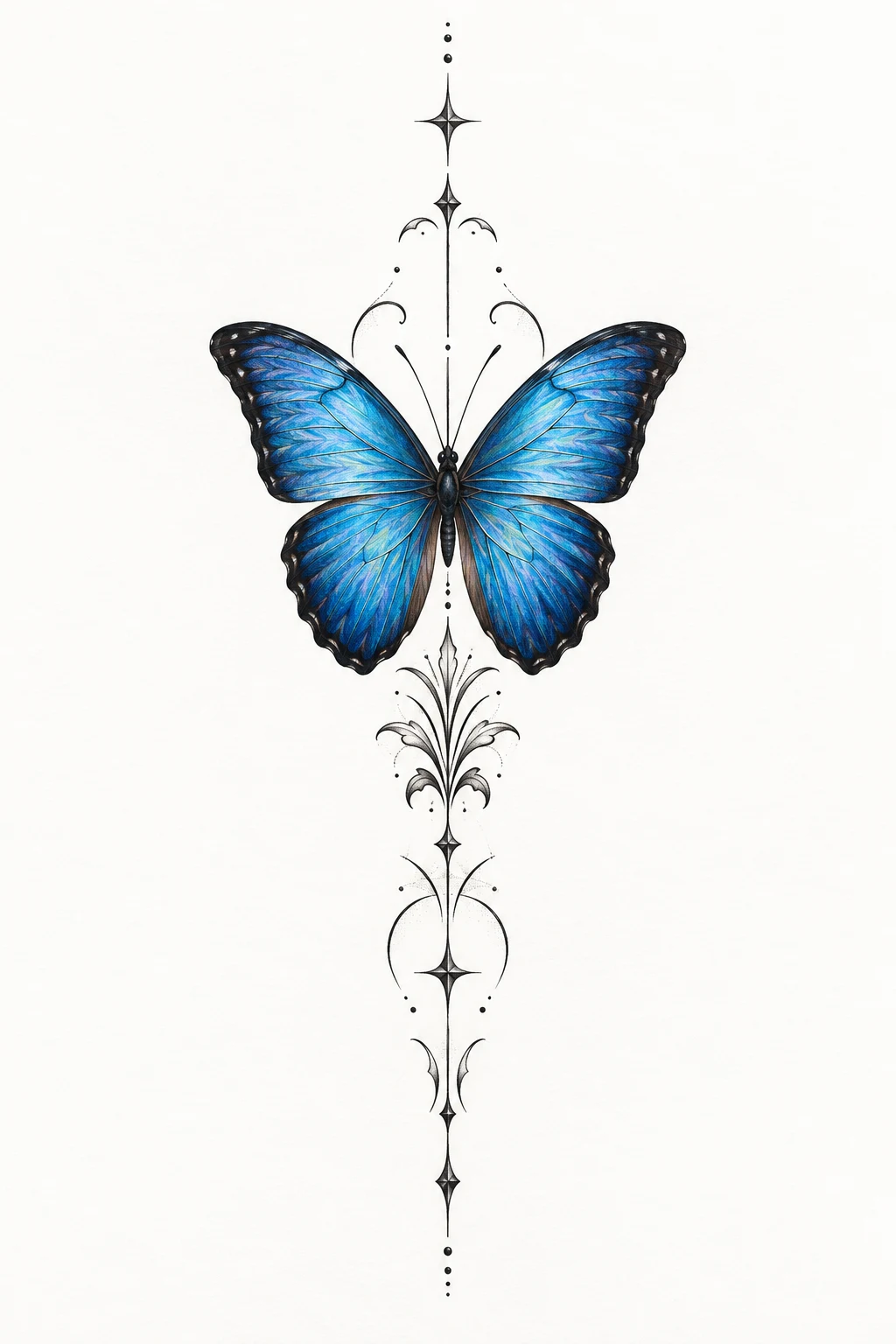Blue Morpho Spine Tattoo — Butterfly Spine Tattoos style outfit