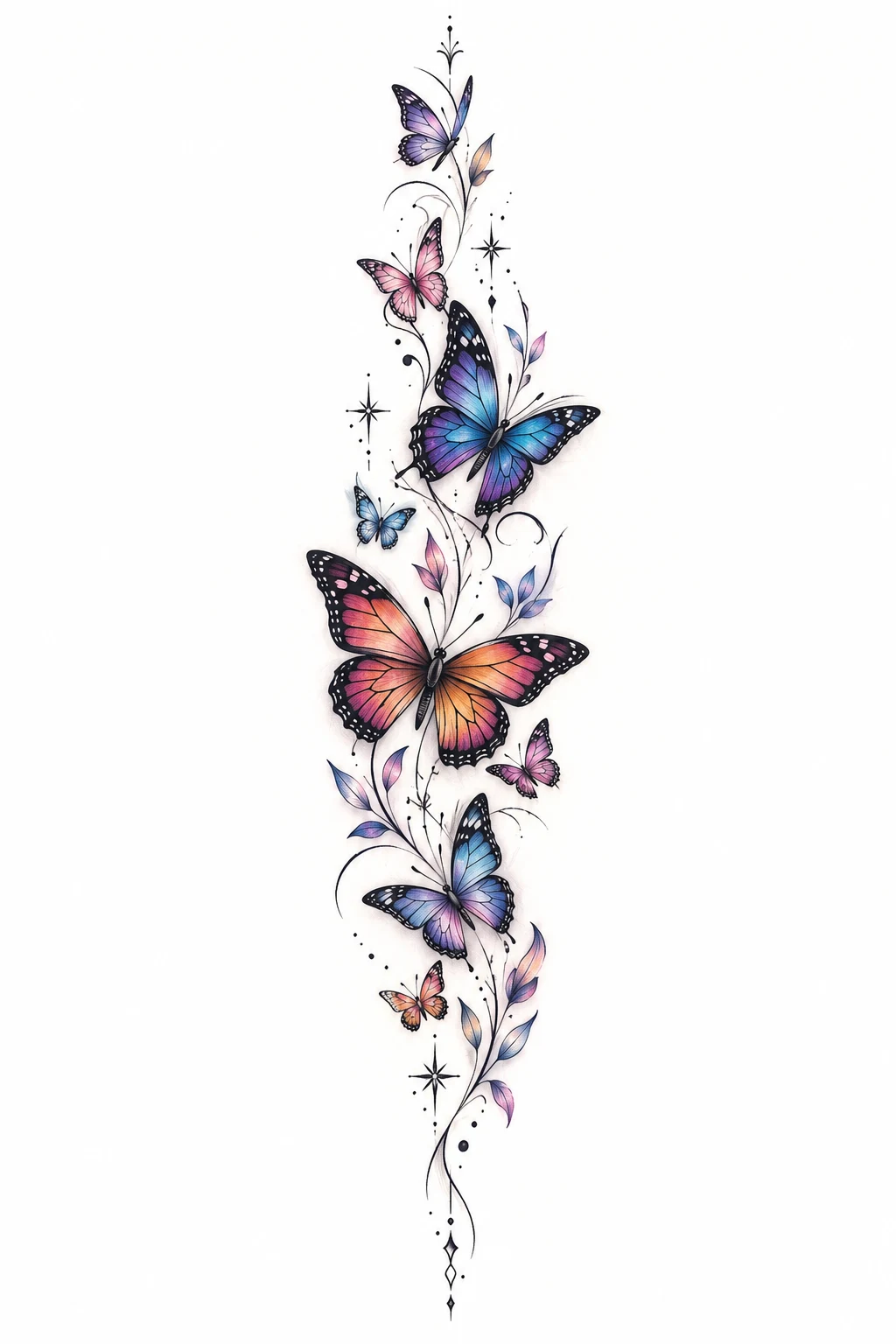 Colorful Butterfly Cascade — Butterfly Spine Tattoos style outfit