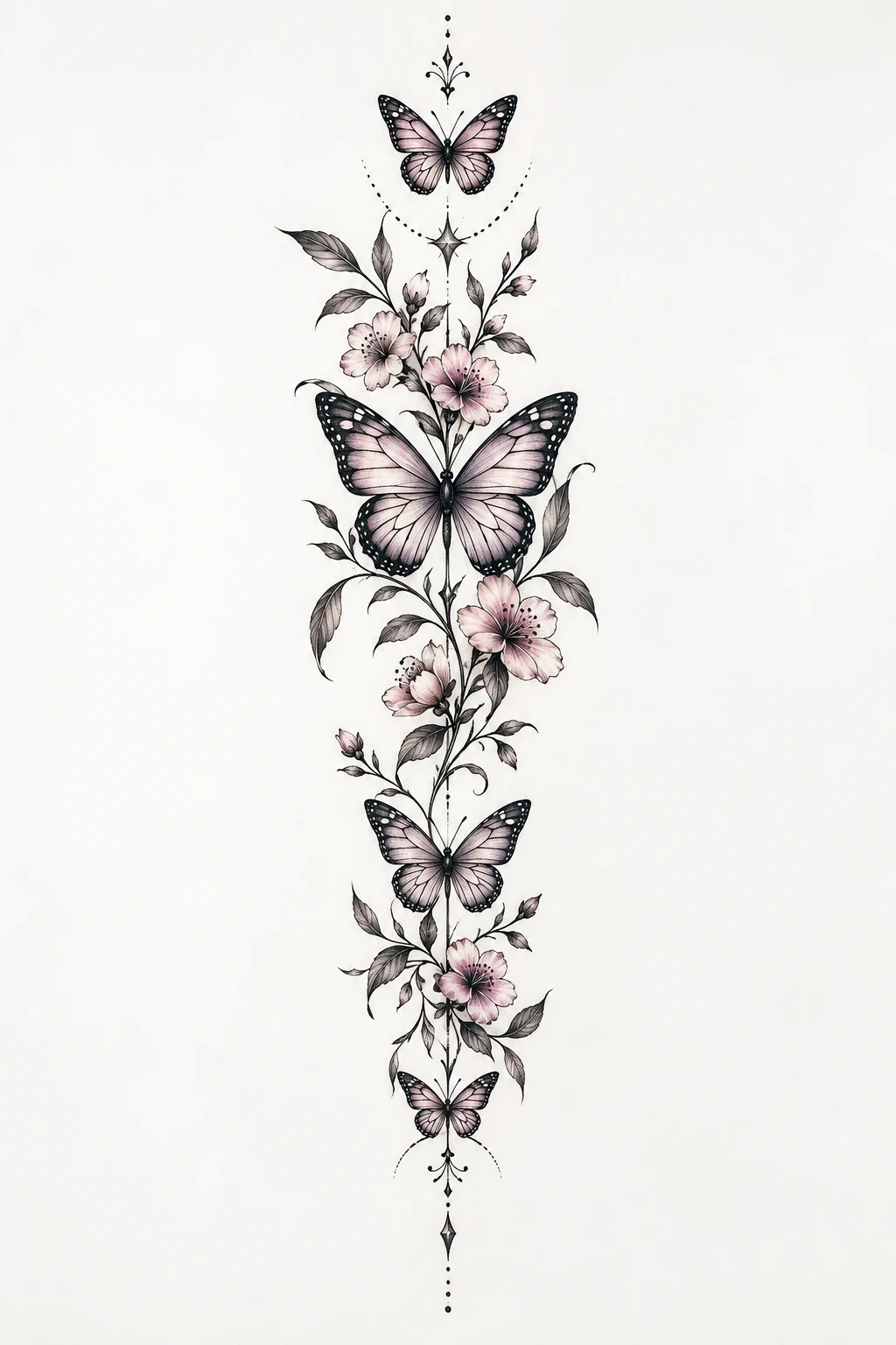 Butterfly Spine Tattoos With Flowers — Butterfly Spine Tattoos style outfit