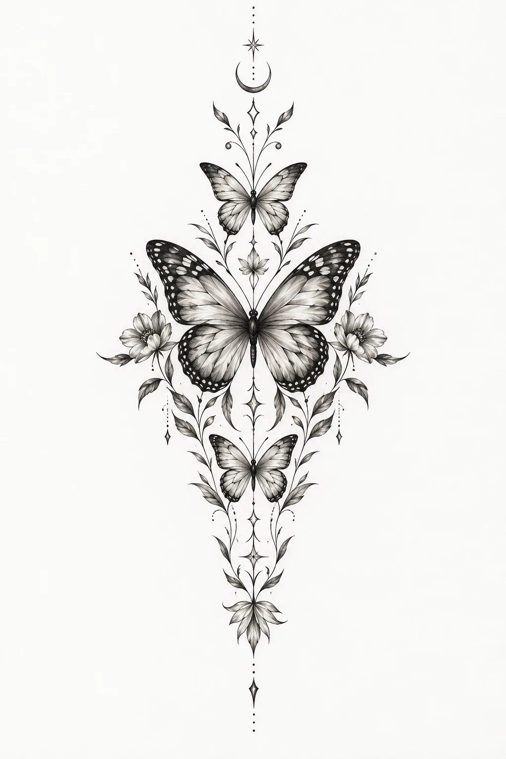 Realistic Butterfly Backbone Design — Butterfly Spine Tattoos style outfit