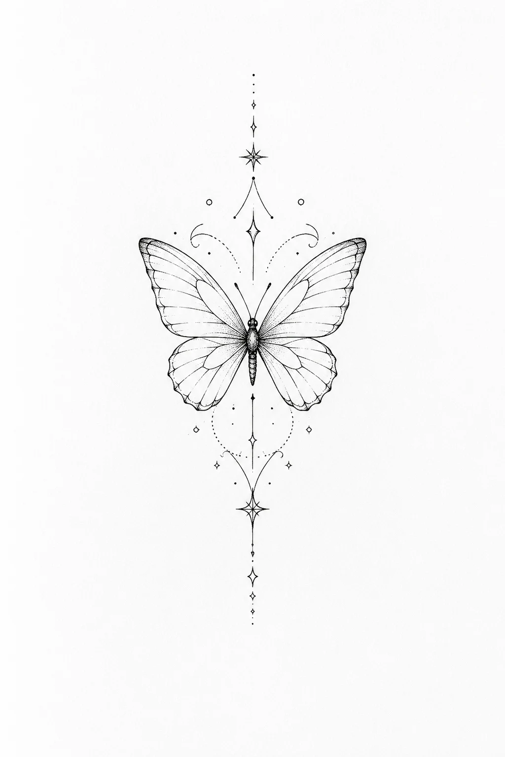 Minimal Fine-Line Butterfly Sternum Tattoo — butterfly sternum tattoo style outfit