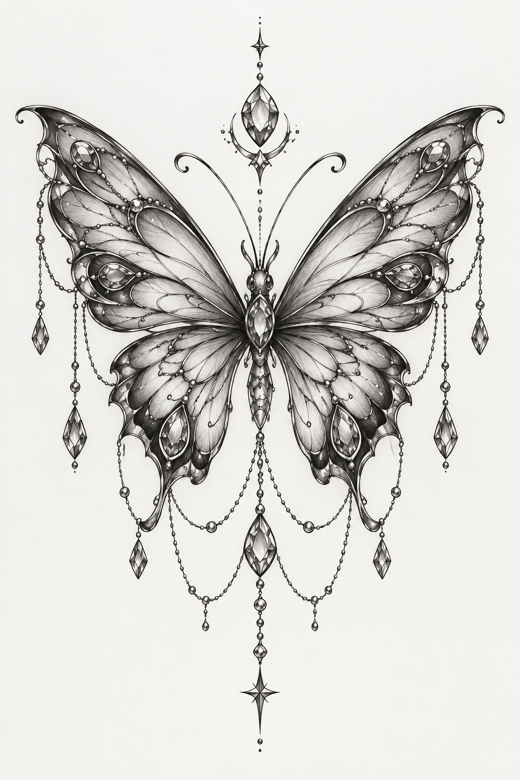 Ornamental Jewel Butterfly — butterfly sternum tattoo style outfit